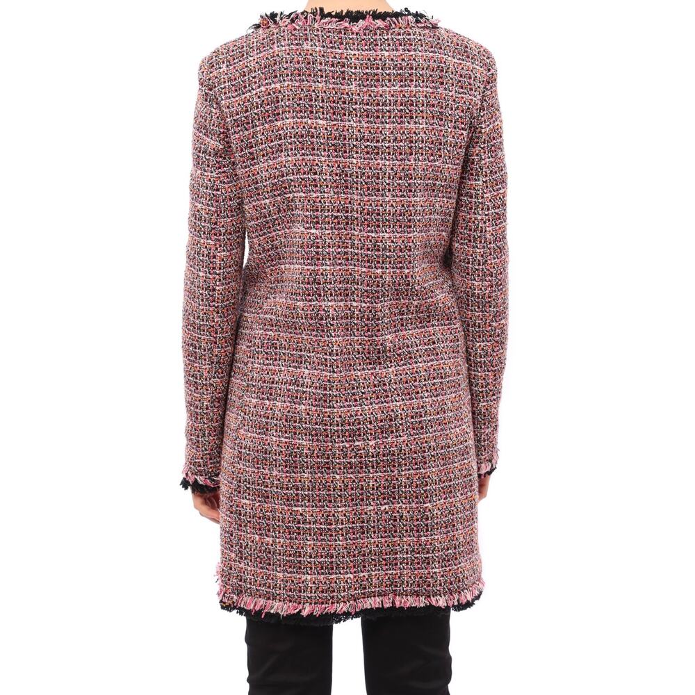 Pinko Tweed Old Money Coquette Open Pink Multi Cotton Jacket EUC Size US 10 - Picture 2 of 16
